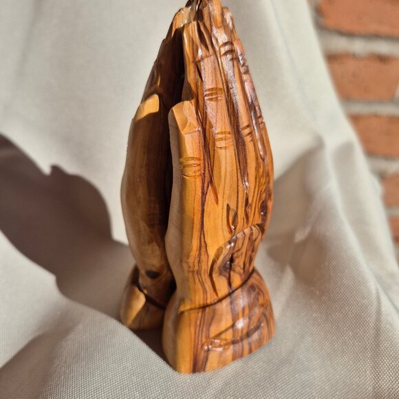 Praying Hands Sculpture Olive Wood Carving Made in Bethlehem - Picture 10 of 16